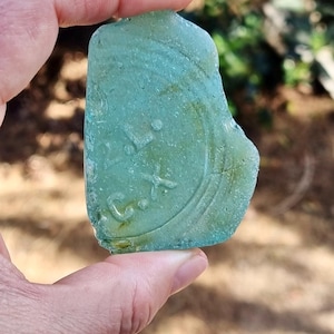 Embossed Aqua Sea Glass Shard Genuine Rare Aqua Ocean Glass Coastal Craft Supply Sea Glass Collectible