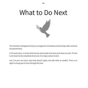 What to Do After a Death Checklist | After a Passing To Do List | Printable PDF | Instant Download
