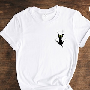 Black Cat Slipping Shirt, Cat Lover Shirt, Cat Humor Shirt, Cute Cat Shirt, Cat Sympathy Gift, Funny Cat Shirt