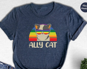 LGBT Ally Cat Shirt, Pride Cat Shirt, Pride Parade Shirt, LGBT Support Shirt, Equal Rights Shirt, LGBT Sunglasses Tee, Love is Love