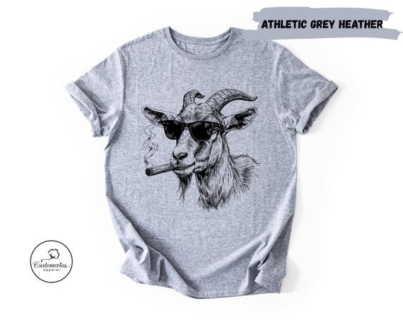 Cool Goat T Shirt, Smoking Goat Shirt, Funny Goat Graphic Tee