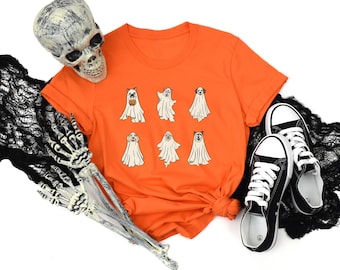 Ghost Dog Halloween Shirt, Funny Pumpkin Ghost Dogs Tee, Spooky Dog Lover Gift, Cute Halloween Pet Costume T-Shirt for Dog Moms