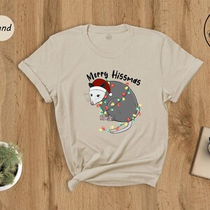Merry Hissmas Opossum T-Shirt, Funny Christmas Animal Shirt image 2