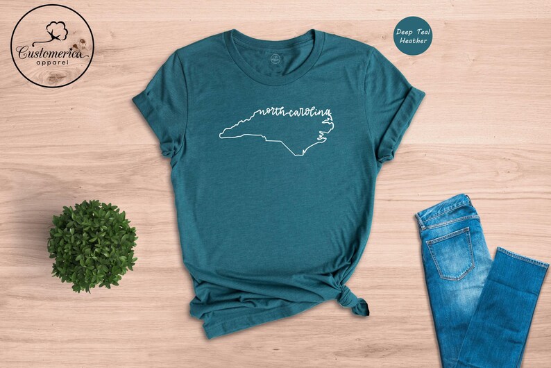 Camiseta con el mapa de Carolina del Norte, recuerdo de viaje de Carolina del Norte imagen 5