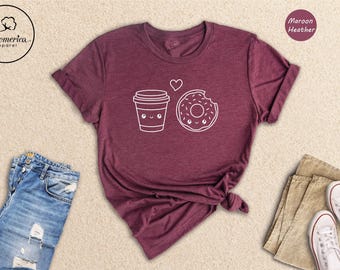 Coffee and Donut Friendship T-Shirt, Coffee Lover Gift