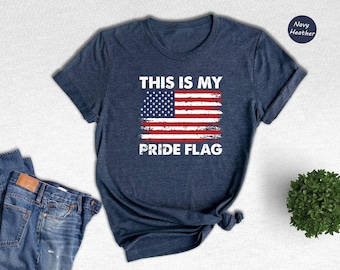 Pride Flag American Flag T-Shirt, 4th of July Shirt