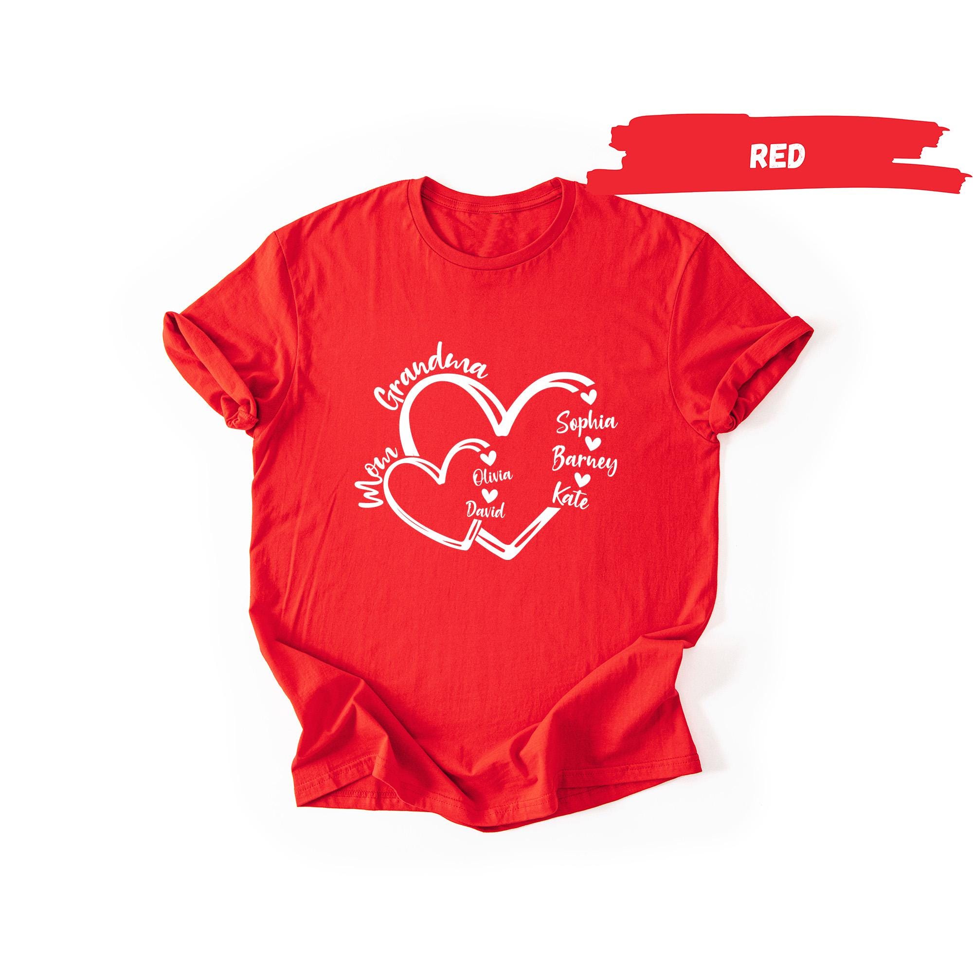 Custom Mom Grandma Heart Shirt | Personalized New Grandma With Kid ...