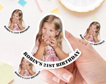 Pegatinas faciales personalizadas, pegatinas personalizadas, pegatinas de cumpleaños número 21, pegatinas de vinilo impermeables