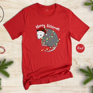 Merry Hissmas Opossum T-Shirt, Funny Christmas Animal Shirt image 5