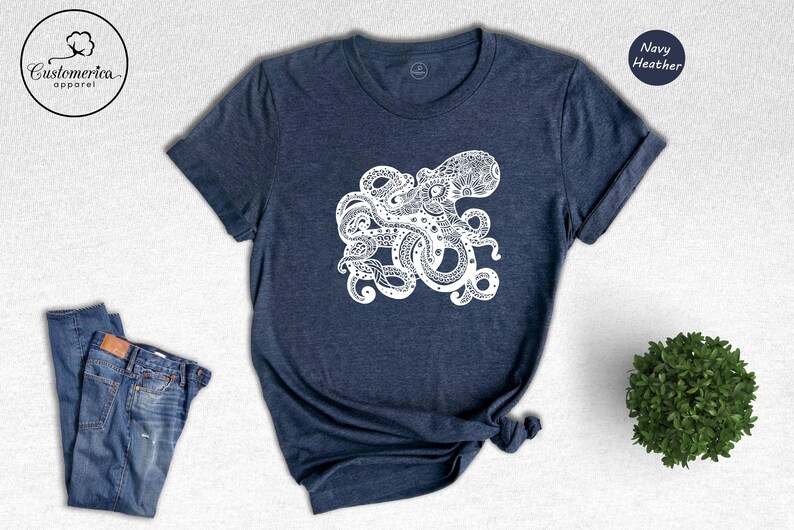 Octopus T-Shirt, Sea Monster Kraken Tee, Ocean Fishing Shirt Bild 5