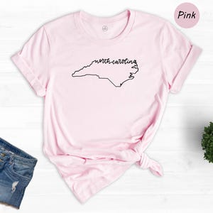 Camiseta con el mapa de Carolina del Norte, recuerdo de viaje de Carolina del Norte imagen 7