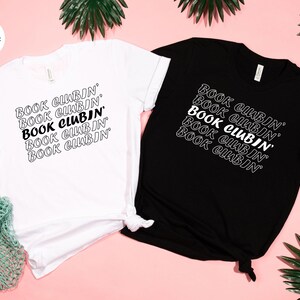 Camiseta de club de lectura, camiseta retro con texto ondulado para club de lectura, regalo para amantes de la lectura, camiseta para bibliófilos. imagen 8