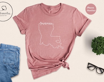 Louisiana State Outline Shirt, Home State Map Tee, Louisiana Pride Gift