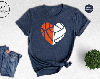 Basketball Heart Shirt, Volleyball Lover Shirt, Basketball Shirt, Basketball Mom Shirt, Game Day Outfit, Sports Shirt