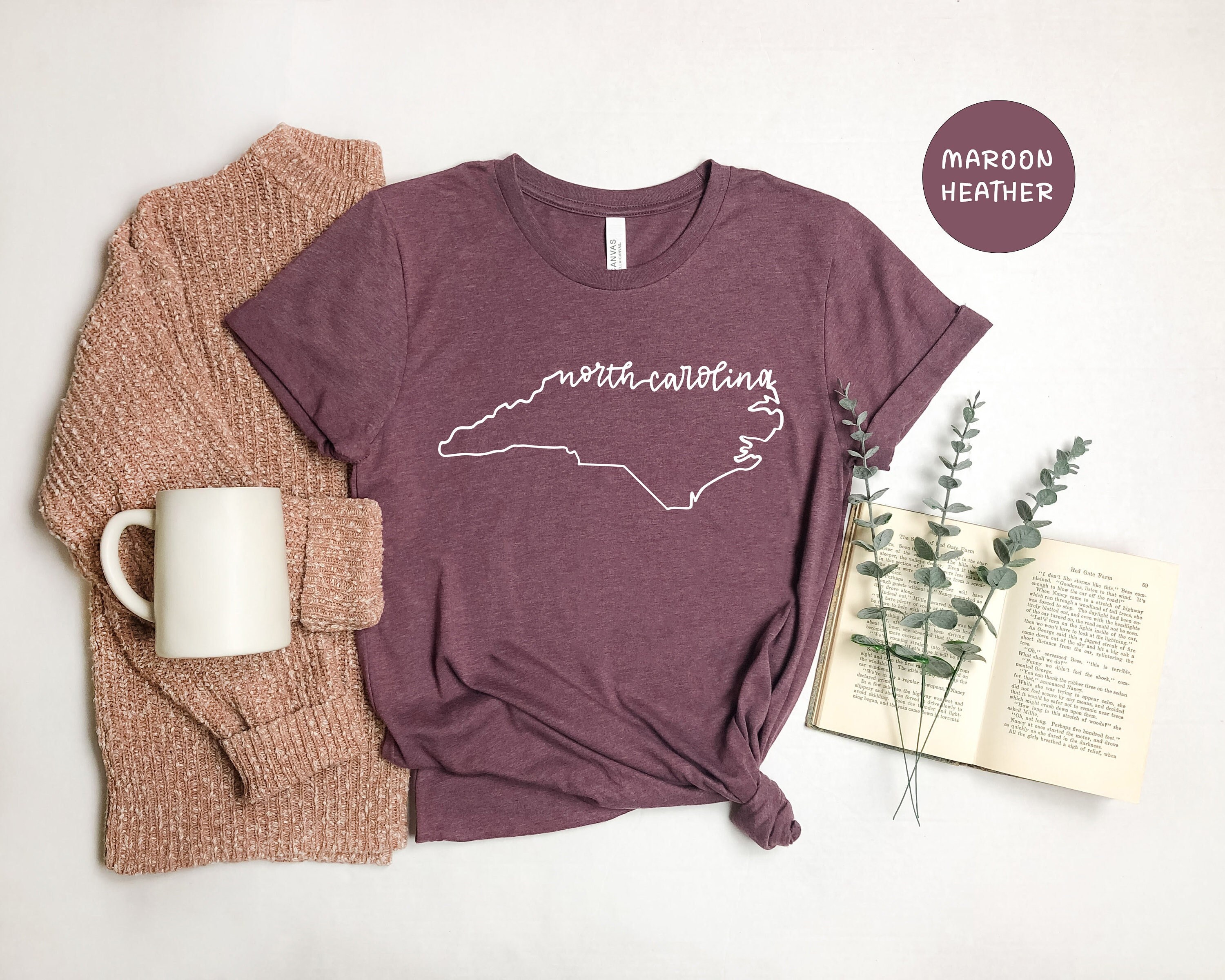 North Carolina State Shirts North Carolina State Map Shirt Etsy