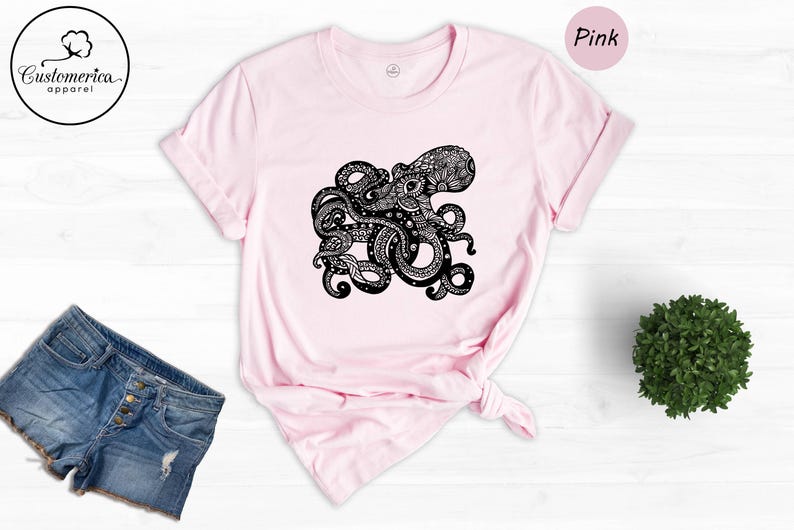 Octopus T-Shirt, Sea Monster Kraken Tee, Ocean Fishing Shirt Bild 3
