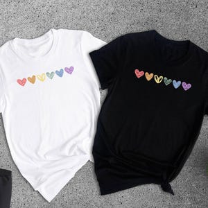 Rainbow Hearts Pride T-Shirt, LGBTQ Love Is Love Shirt image 3