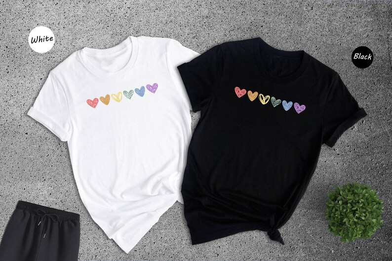 Rainbow Hearts Pride T-Shirt, LGBTQ Love Is Love Shirt image 3