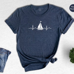 Sailing Heartbeat Shirt, Sailing Shirt, Sailing Gift, Captain T-Shirt, Boating Shirt, Sailing Lover Tee, Lake Life Shirt, Beach Shirt