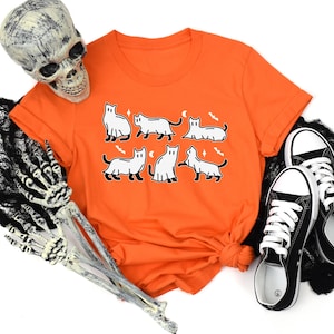 Cute Ghost Black Cats Halloween Shirt, Ghost Cat Halloween Shirt, Spooky Season Shirt, Cat Lover Gift, Halloween Gift Cats Owner