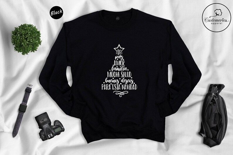 Feliz Navidad Shirt, Spanish Christmas Tree Tee, Family Holiday Gift Shirt image 8