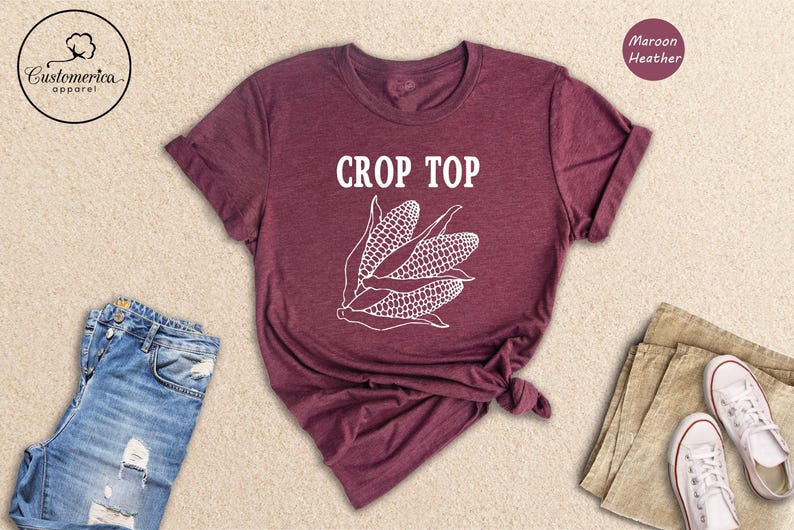 Corn Graphic Crop Top, Funny Farm Shirt Bild 2