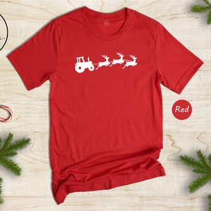 Tractor Reindeer Shirt, Farm Christmas T-Shirt, Santas Sleigh Shirt, Christmas Tractor Shirt, Christmas Sleigh Shirt