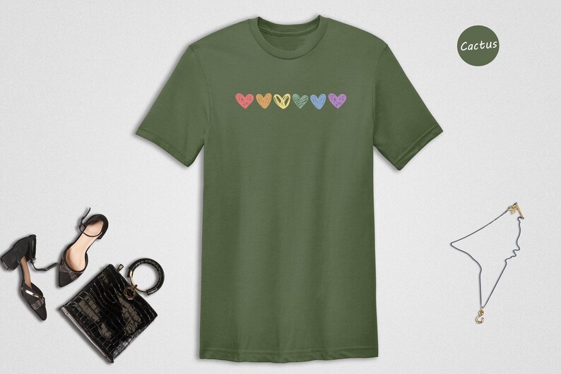 Rainbow Hearts Pride T-Shirt, LGBTQ Love Is Love Shirt image 4