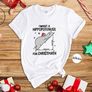 Hippo Santa Hat Christmas T-Shirt, Math Teacher Gift
