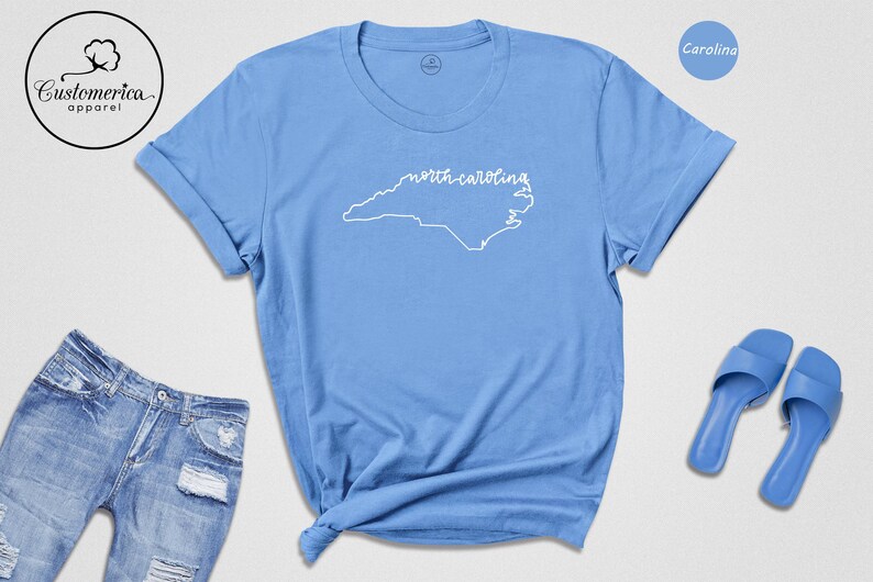 Camiseta con el mapa de Carolina del Norte, recuerdo de viaje de Carolina del Norte imagen 4