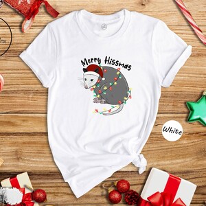Merry Hissmas Opossum T-Shirt, Funny Christmas Animal Shirt image 6