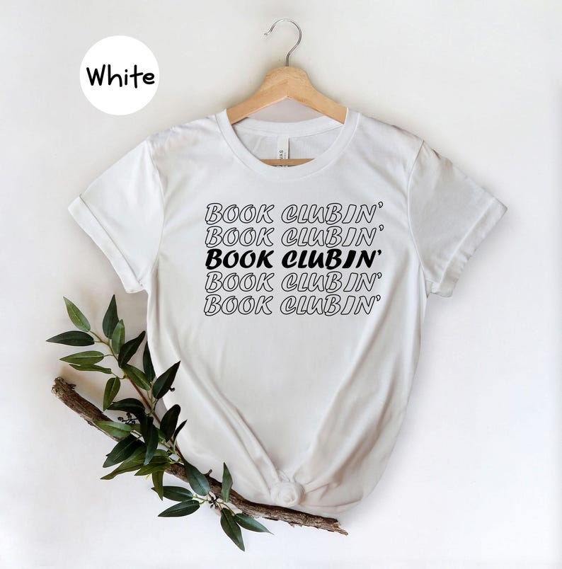 Camiseta de club de lectura, camiseta retro con texto ondulado para club de lectura, regalo para amantes de la lectura, camiseta para bibliófilos. imagen 6