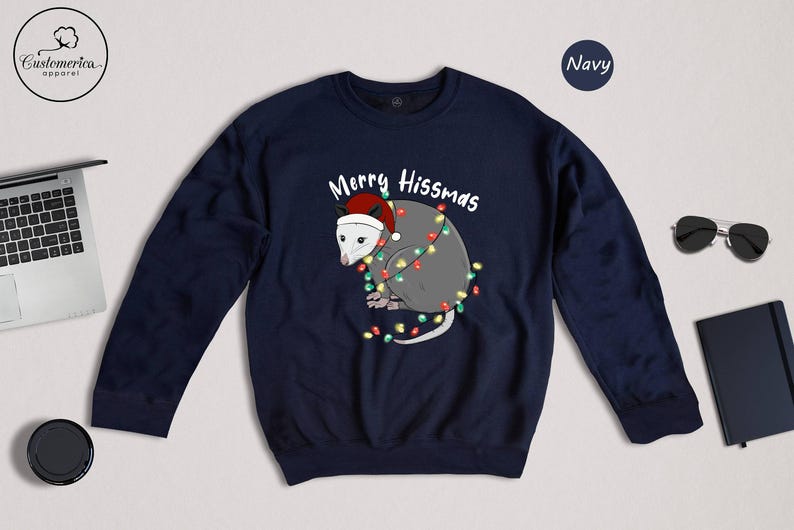 Merry Hissmas Opossum T-Shirt, Funny Christmas Animal Shirt image 8