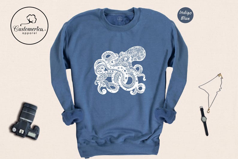 Octopus T-Shirt, Sea Monster Kraken Tee, Ocean Fishing Shirt Bild 8