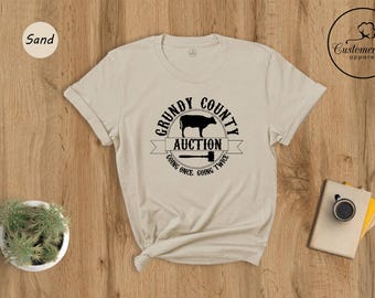 Grundy County Auction Shirt, Livestock Auction Tee, Farm Cow Graphic T-Shirt, Country Western Gift