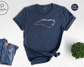 North Carolina Map Shirt, NC Travel Souvenir