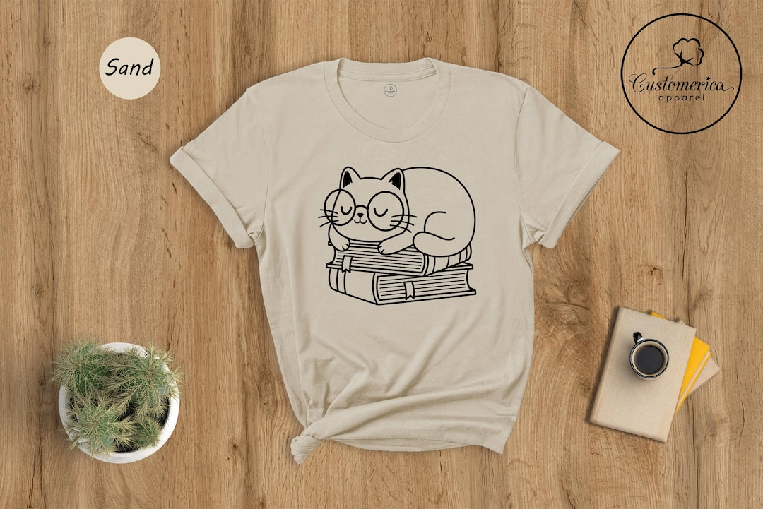Cat on the Book Shirt, Cute Reading Shirt, Books Tshirt, Cat Lover