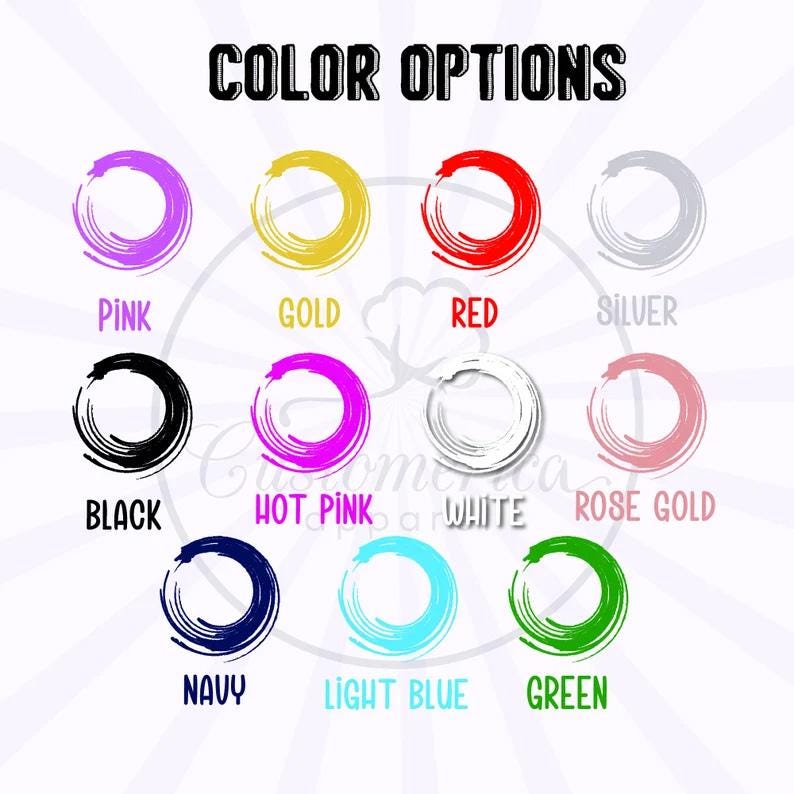 a set of color options for different colors