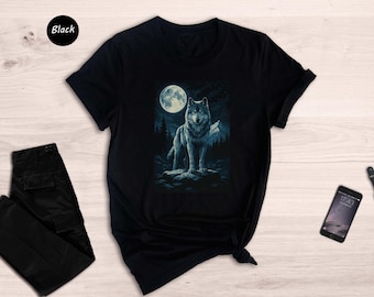 Vintage Howling Wolf Graphic Tee, 90s Grunge Comfort Colors Shirt
