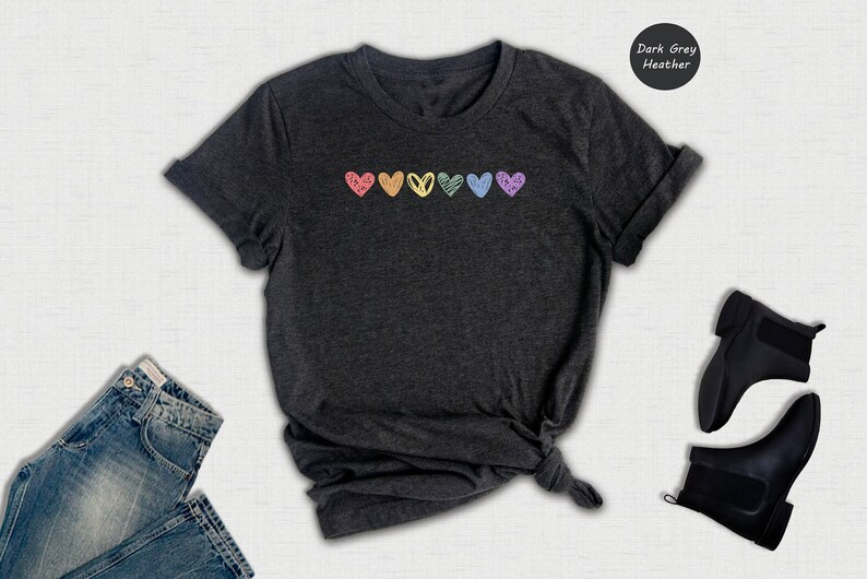 Rainbow Hearts Pride T-Shirt, LGBTQ Love Is Love Shirt image 5
