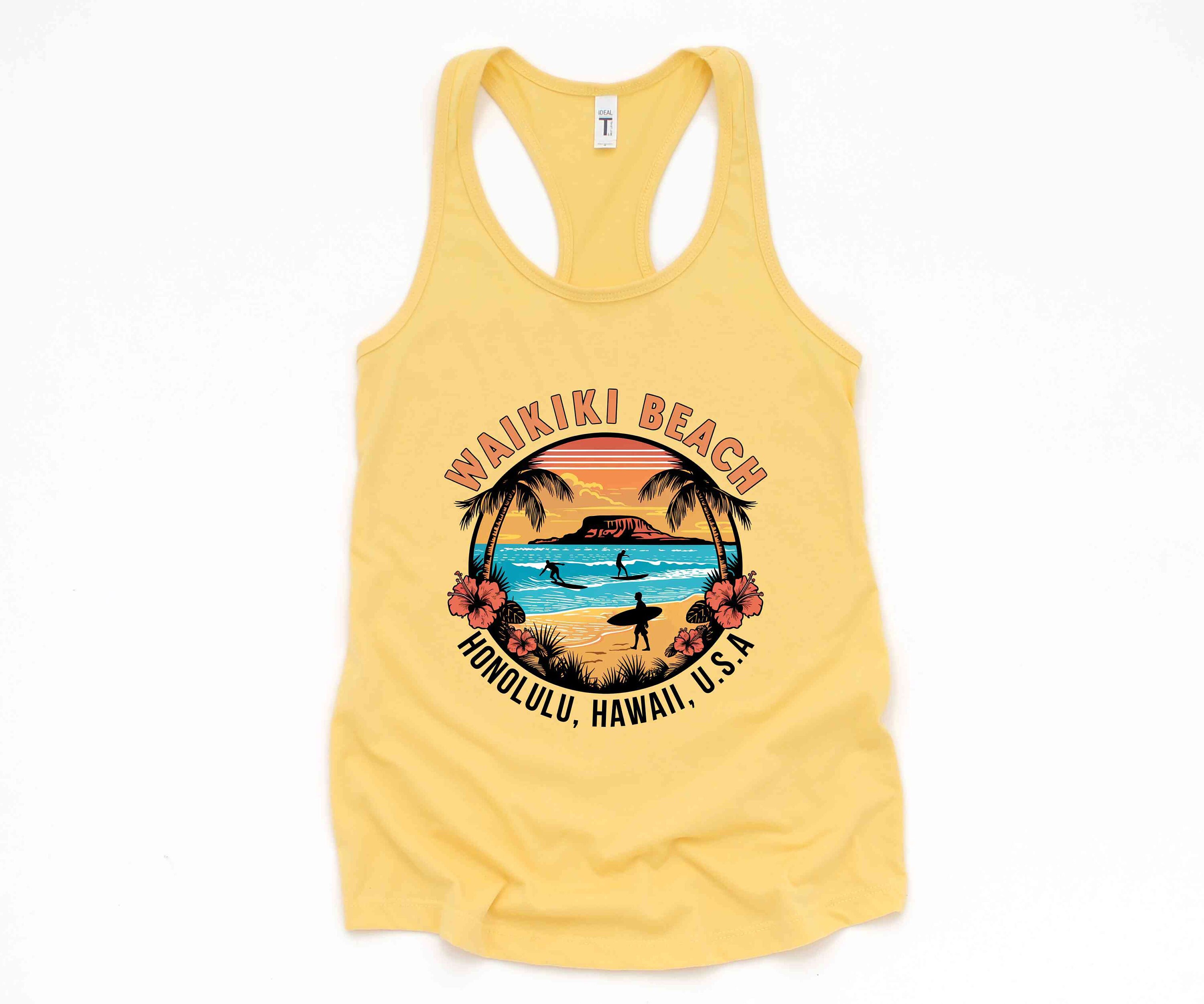 Waikiki Beach Tank Top, Retro Honolulu Hawaii Shirt - Etsy