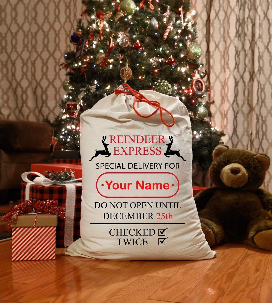 Custom Name Santa Sack, Personalized Santa Sack, Santa Claus Bag Gift