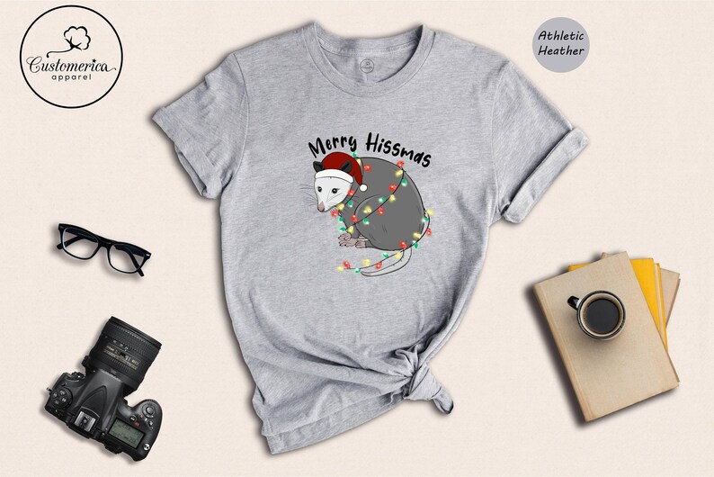 Merry Hissmas Opossum T-Shirt, Funny Christmas Animal Shirt image 7