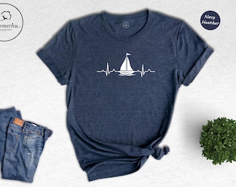 Sailing Heartbeat T-Shirt, Boating Captain Tee
