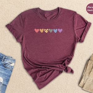 Rainbow Hearts Pride T-Shirt, LGBTQ Love Is Love Shirt image 2