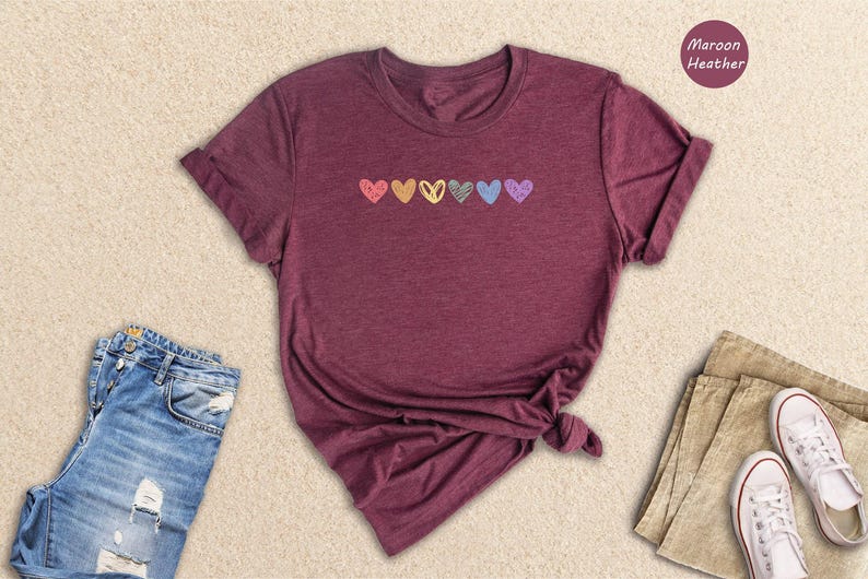 Rainbow Hearts Pride T-Shirt, LGBTQ Love Is Love Shirt image 2