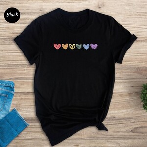 Rainbow Hearts Pride T-Shirt, LGBTQ Love Is Love Shirt image 8
