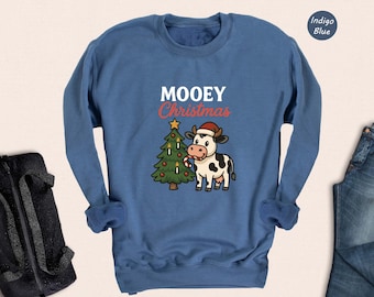 Mooey Christmas Sweatshirt, Christmas Cow Hoodie