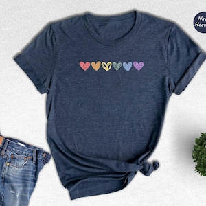 Rainbow Hearts Pride T-Shirt, LGBTQ Love Is Love Shirt image 1