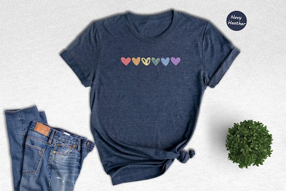 Rainbow Hearts Pride T-Shirt, LGBTQ Love Is Love Shirt